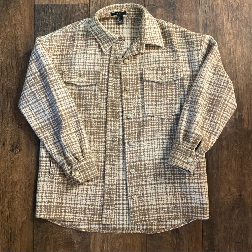 Plaid Tweed Inspired Neutral Shacket